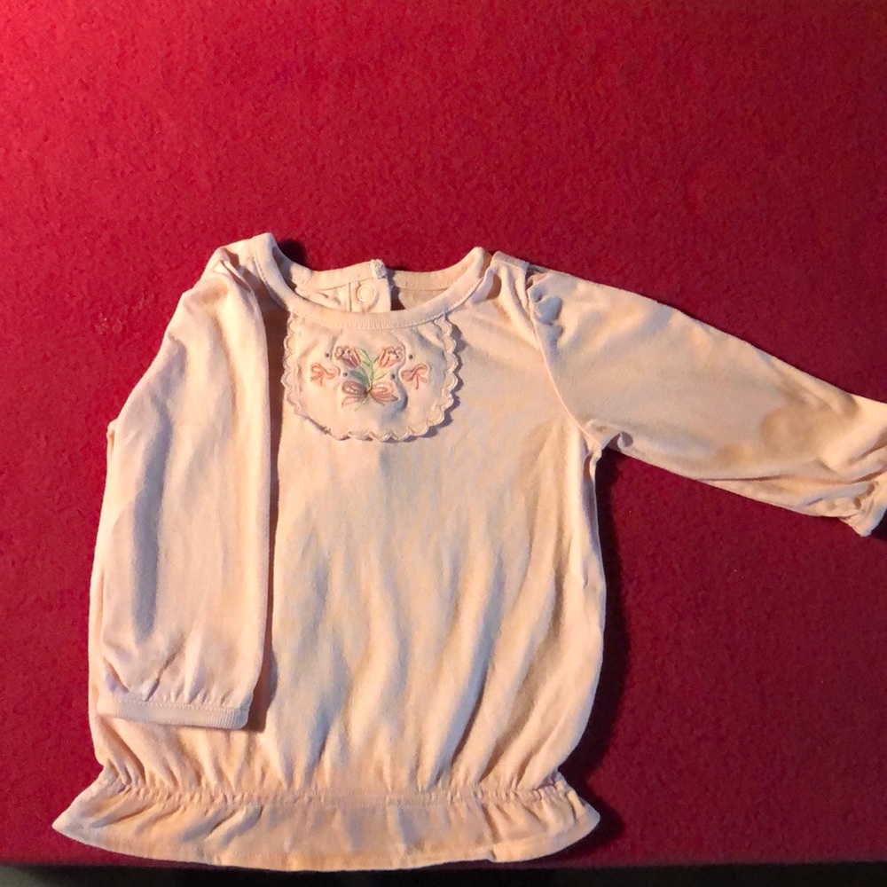 Janie and Jack Girls Peach Blouse with Bib